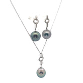 14k White Gold .55ct G VS1 Round Diamond and Tahitian 11mm Pearl Set